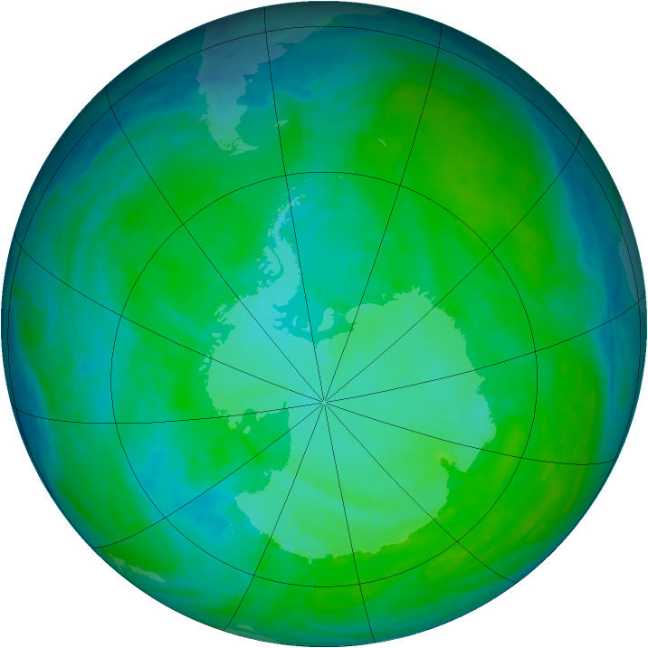 Antarctic ozone map for 04 January 1993